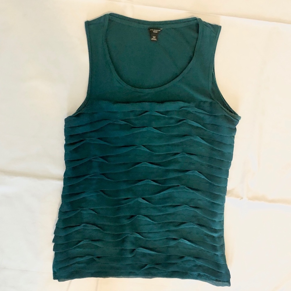 Ann Taylor Teal Ruffled Tank